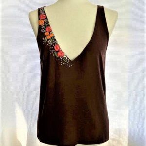 Max Studio Ribbon Embroidered Tank